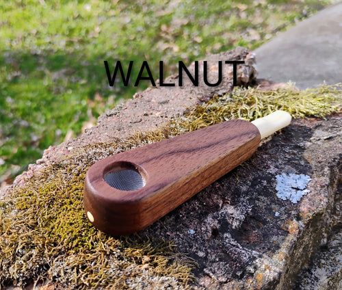 2 IN 1 Cone Pipe With 2 Hand Carved Wooden Cone Holder Lip Tips and 5 Screens