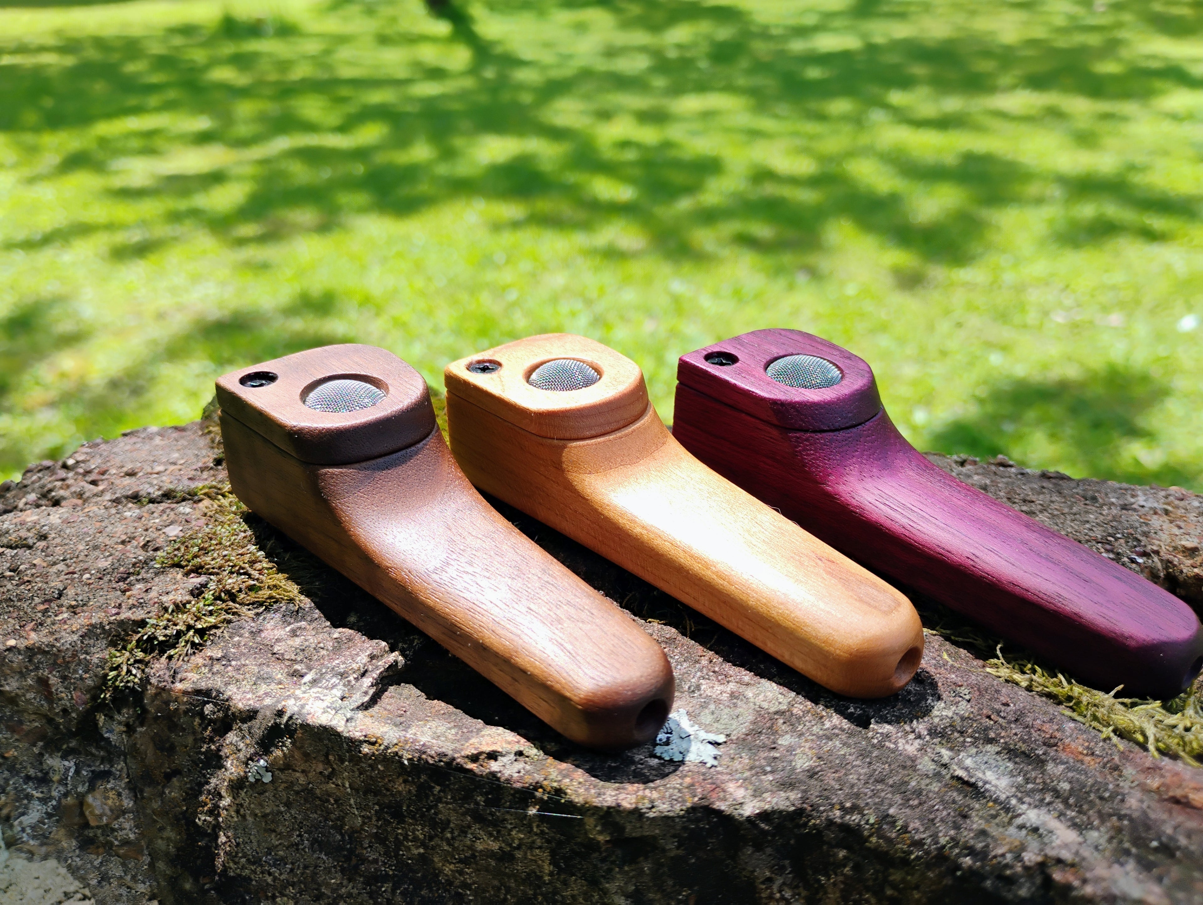 Hand Carved Closed Lid Pocket Pipe 3.5 inch Hardwood Wooden Smoking Pipe