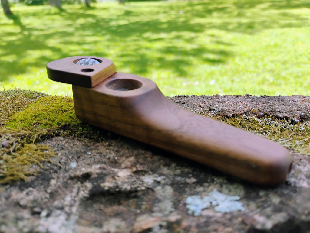 Hand Carved Closed Lid Pocket Pipe 3.5 inch Hardwood Wooden Smoking Pipe