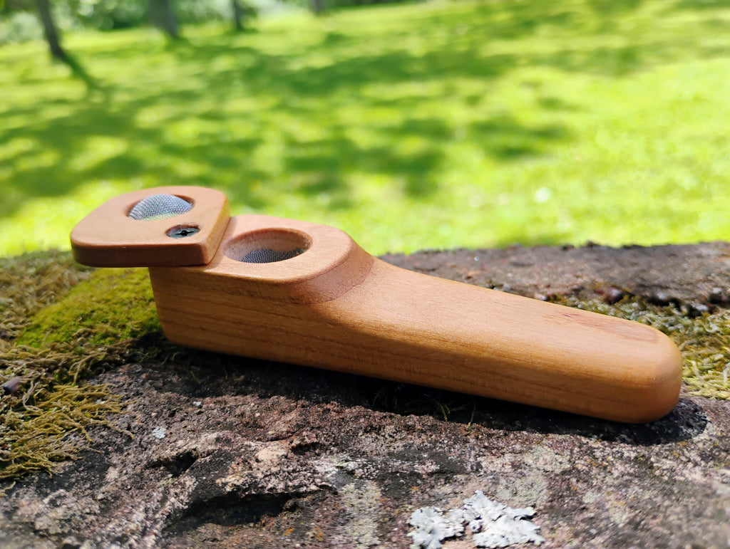 Hand Carved Closed Lid Pocket Pipe 3.5 inch Hardwood Wooden Smoking Pipe