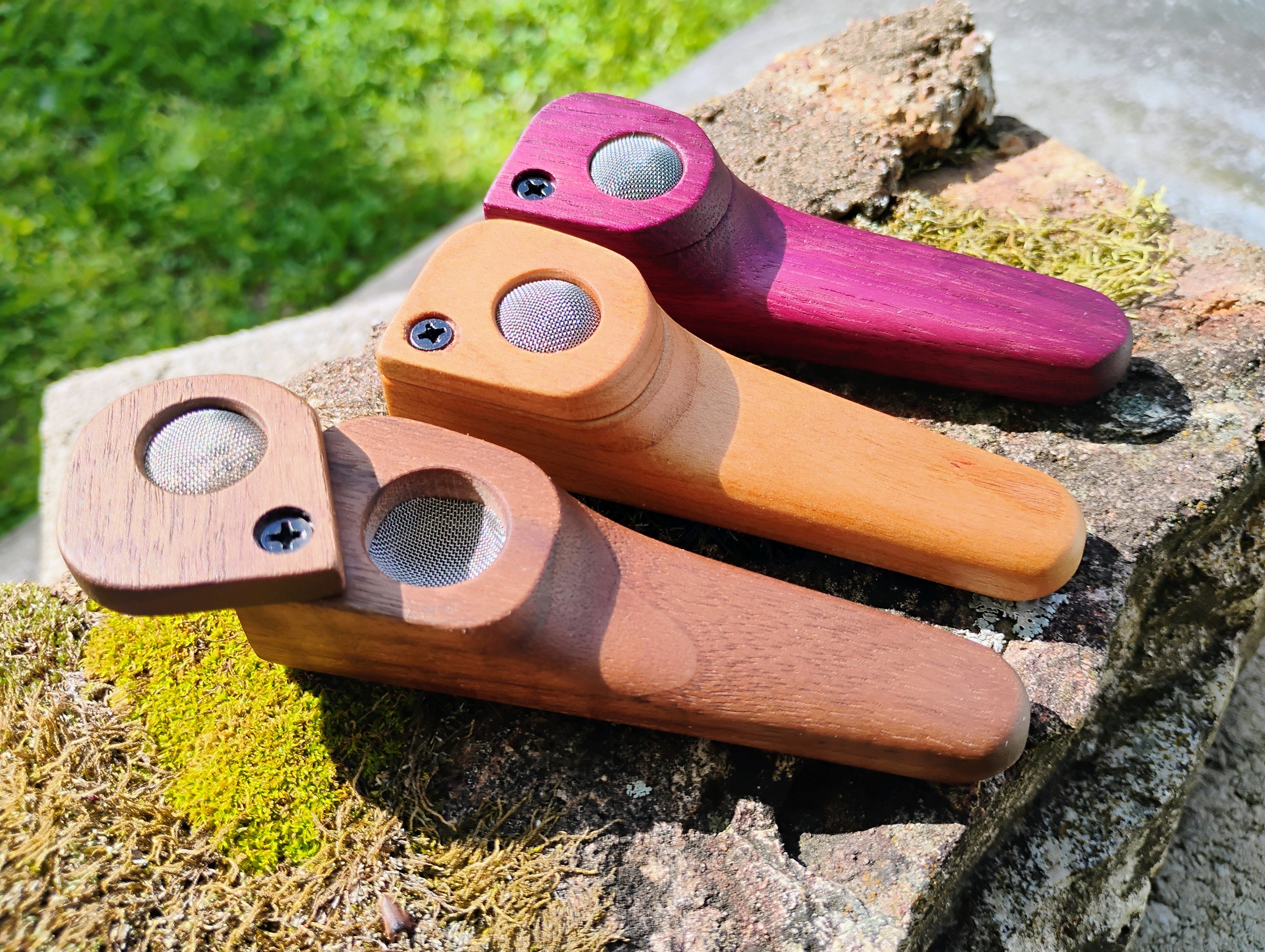 Hand Carved Closed Lid Pocket Pipe 3.5 inch Hardwood Wooden Smoking Pipe