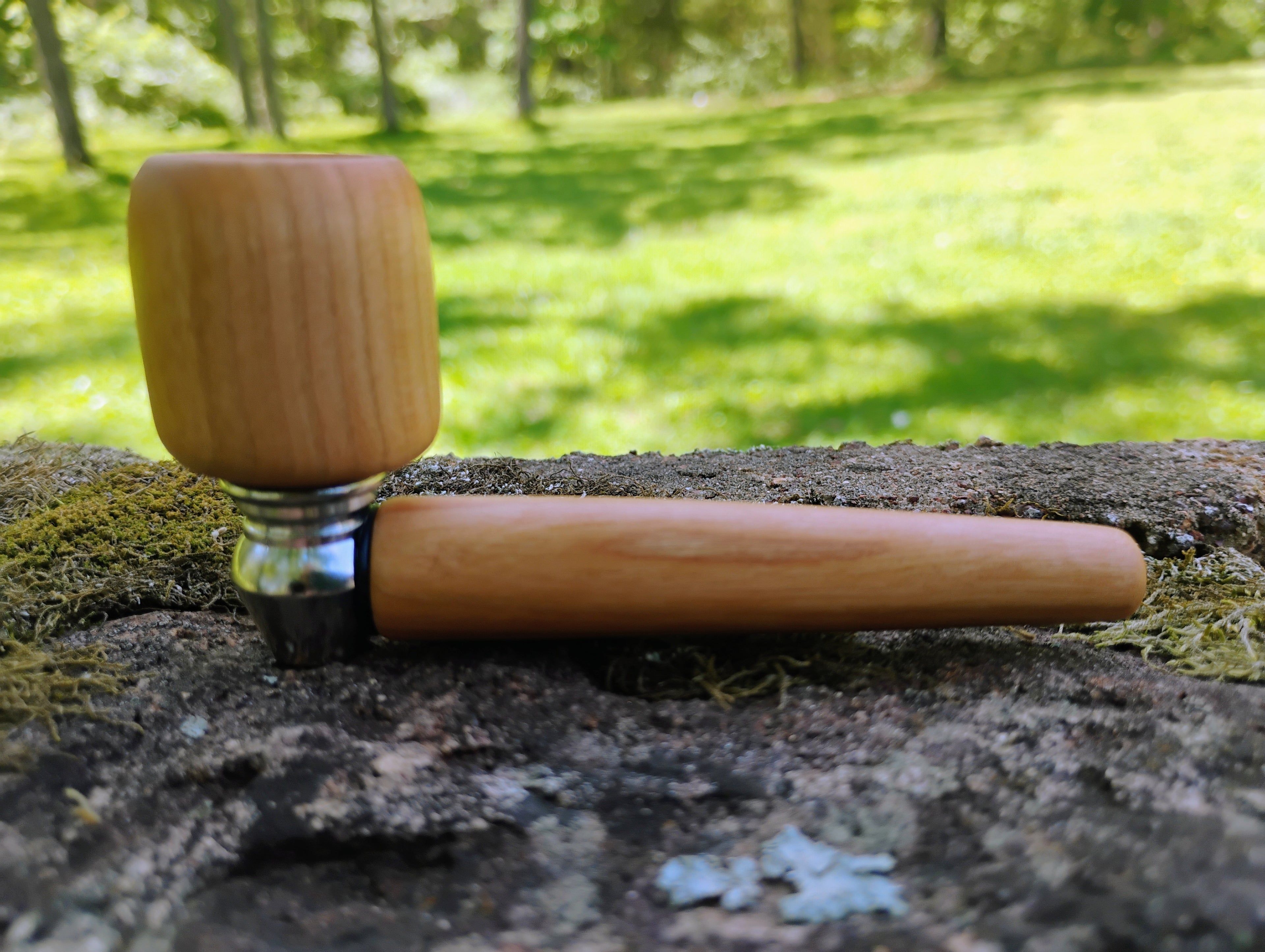 3.5 inch Metal/Wood Hybrid Pipe Hardwood Smoking Pipe 5/8 inch Deep Bowl