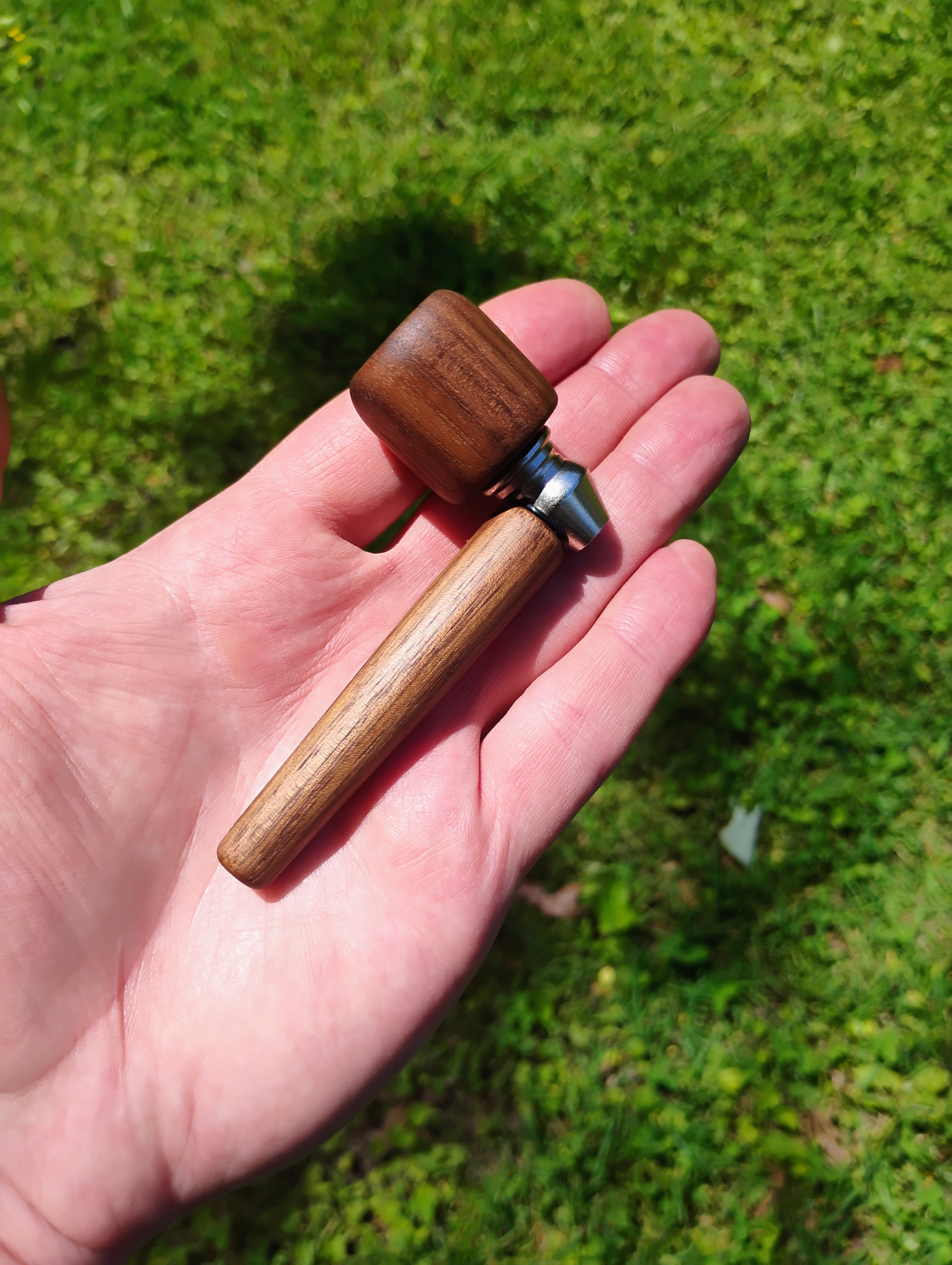 3.5 inch Metal/Wood Hybrid Pipe Hardwood Smoking Pipe 5/8 inch Deep Bowl