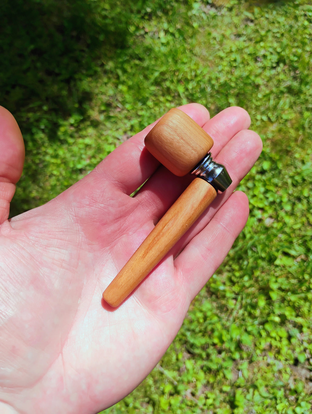 3.5 inch Metal/Wood Hybrid Pipe Hardwood Smoking Pipe 5/8 inch Deep Bowl