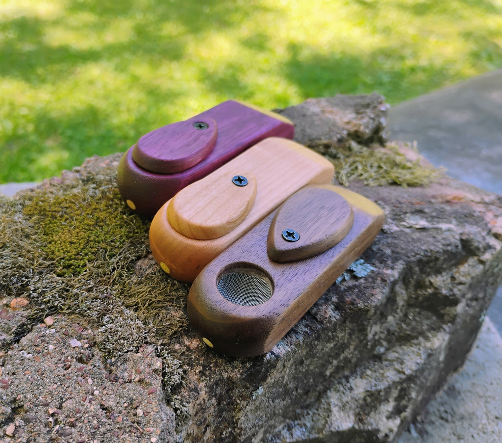 Premium Wedge Tip Pocket Pipe Hardwood Block Wooden Smoking Pipe with Lid/Cover