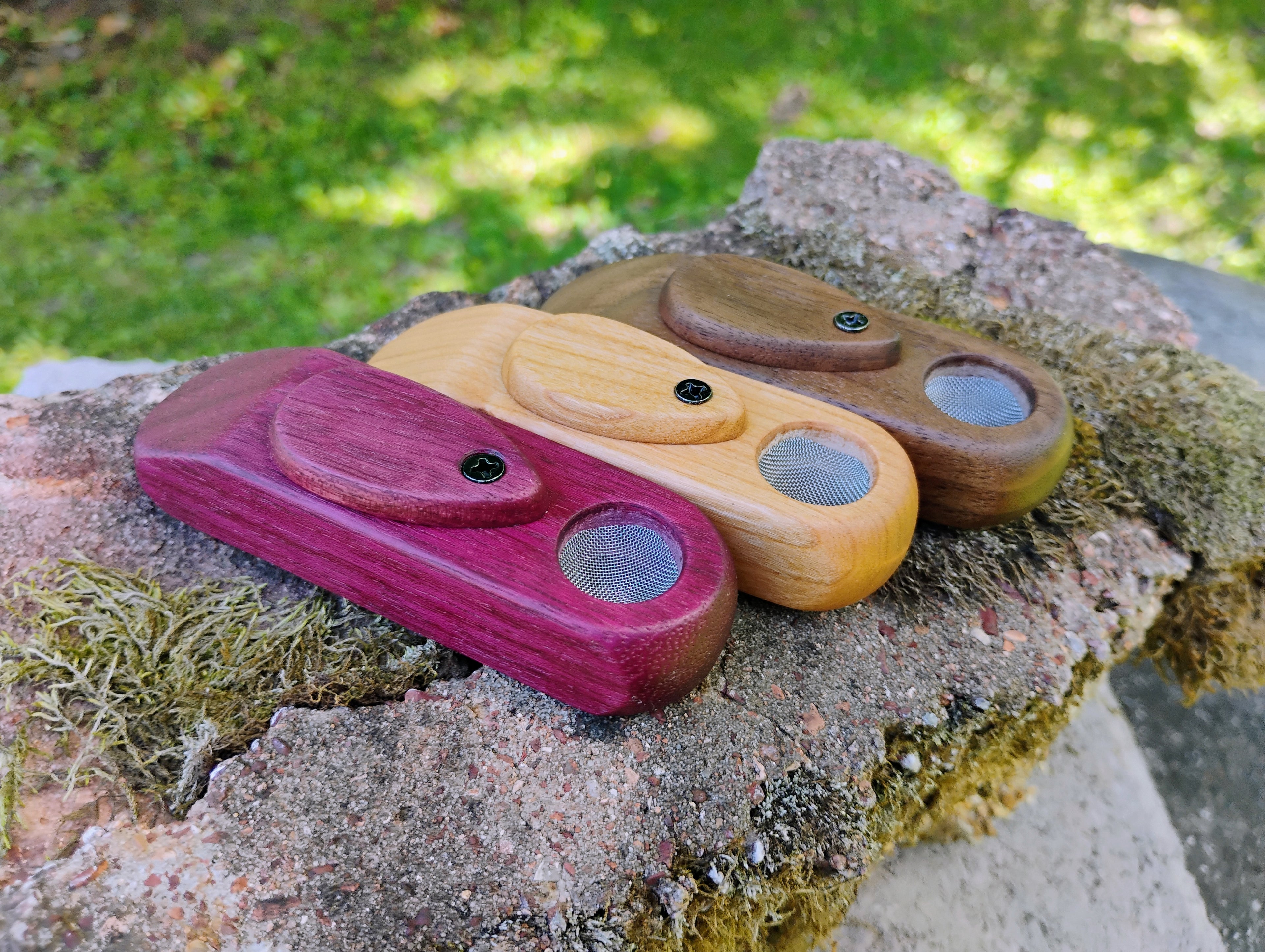 Premium Wedge Tip Pocket Pipe Hardwood Block Wooden Smoking Pipe with Lid/Cover