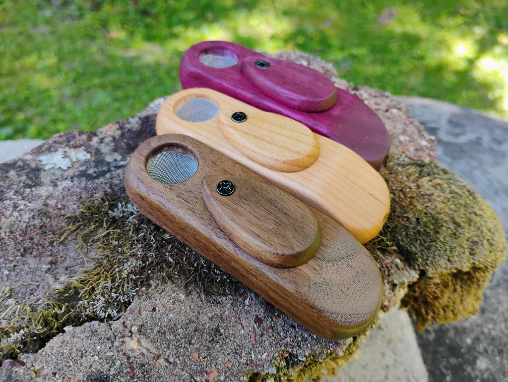 Premium Wedge Tip Pocket Pipe Hardwood Block Wooden Smoking Pipe with Lid/Cover