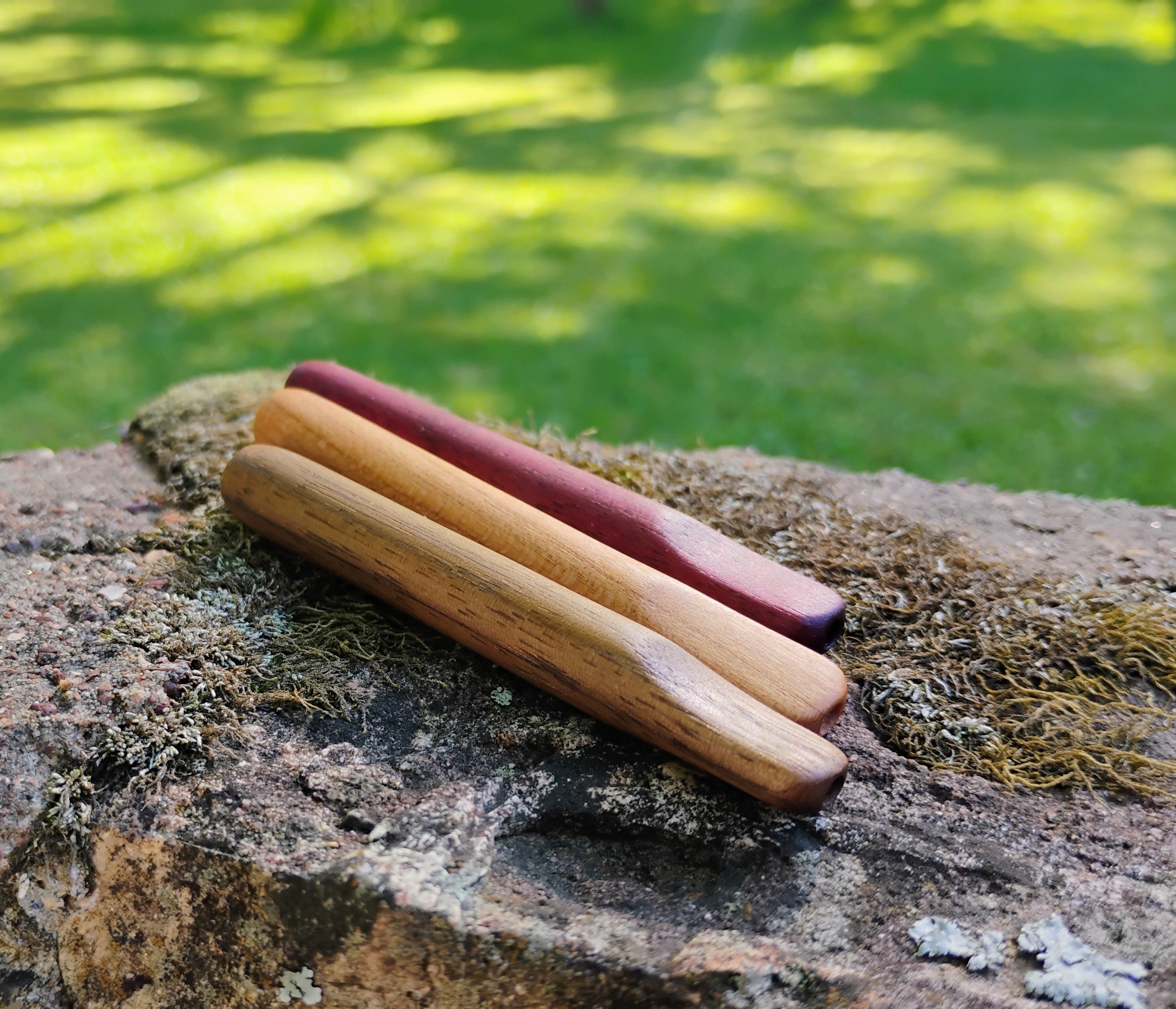 3 inch One Hitter with Hand Carved Lip Tip Hardwood Smoking Pipe