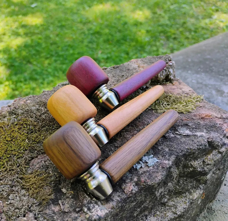 3.5 inch Metal/Wood Hybrid Pipe Hardwood Smoking Pipe 5/8 inch Deep Bowl