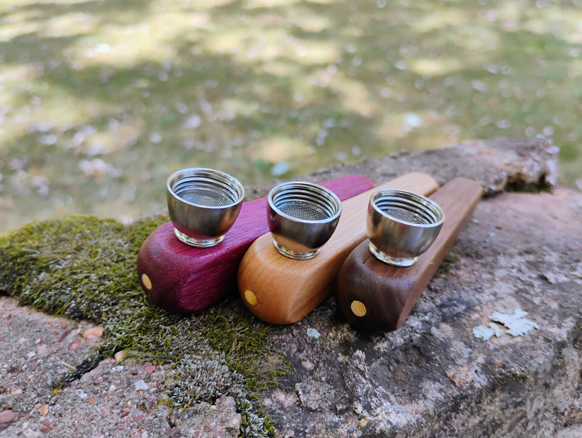 Metal/Wood Hybrid Pyramid Pipe with Metal Bowl